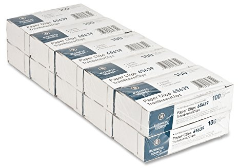 Business Source Jumbo Paper Clips, Steel Wire, 0.041 Gauge, 100 Count, Pack of 10 (1000 Total Paper Clips)