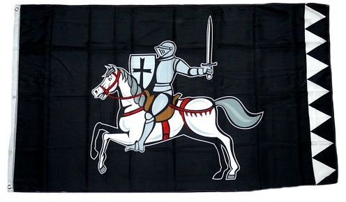 Fahne/Flagge Ritter mit Pferd schwarz 90 x 150 cm