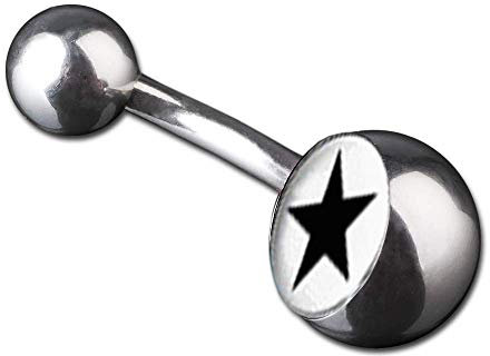 viva-adorno 1 Stück Bauchnabel Piercing Banane 316L Chirurgenstahl 20 Verschiedene Motive Z380, S2 Stern schwarz