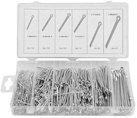 Oumefar 555-teilig/Satz Splint Splint-Sortiment Sortiment Metall-Splinte Langer Splint Mechanische Anhängerkupplung Haartraktor-Befestigungsclip-Kit mit Aufbewahrungsbox