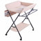 Klappbare Baby Wickelkommode, Wickeltisch mit Ablageflächern, Rollen, Kissen mit Höhenskala, 80 × 66 × (92-95-98) cm, Beige