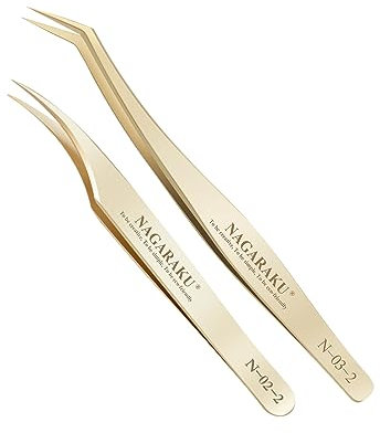 NAGARAKU 1 Paire Pinces à Épiler Précision Professionnelle Antidérapante Séparation Pinces Dauphin & Mega Volume Fan Lash Tweezer Pour Prendre des Cils Individuel ou des Volumineuses (N-02-2 & N-03-2)