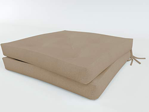 ALOHA Stuhlauflage Stuhlkissen Sitzkissen für Küche, Gartenstuhl oder Esszimmerstuhl Stuhl Kissen für Stühle in Haus und Garten (Indian Khaki / 40x40x4cm / 2 Stück / + Steppung)