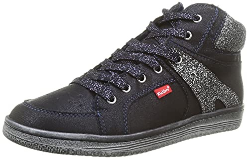 Kickers Unisex Kinder Lowell Sneaker, Marineblau, Silber glänzend, 32 EU