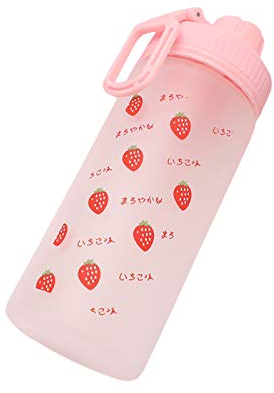 HUI JIN 1 Pc Portable Single Layer Glass Bottle Water With Straw Cute Strawberry