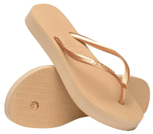 Havaianas Slim Flatform, Infradito Donna, Golden, 33/34 EU