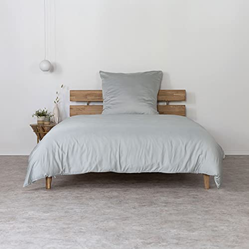 AGA.PIE Bambus Lyocell Bettwäsche-Set 135x200 + 80x80 cm - Hell-Grau, 100% Bio Oeko-Tex 100, für Allergiker, Antibakteriell, Ganzjahres-Bettwäsche, Atmungsaktiv, Geruchshemmend, Besonders sanft