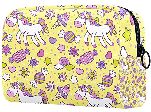 Make-up-Tasche mit Einhorn-Motiv, Eiscreme, Süßigkeiten, Regenbogen und Wolkenmuster, große Kosmetiktasche, Make-up-Tasche, Organizer mit Reißverschluss für Frauen und Mädchen