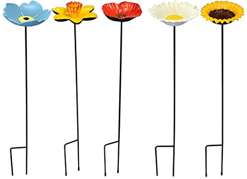 Wild Bird Cast Iron Flower Dish Bird Feeder Poppy, Daffodil, Daisy, Forget Me Not & Sunflower