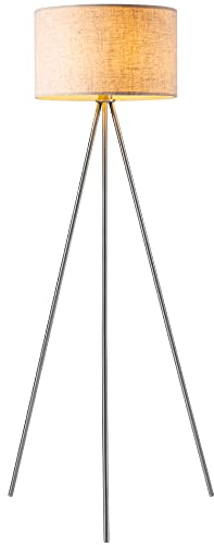 Home Sweet Home Moderner Stehleuchte | 57/57/150cm | Leinen | Stehlampe mit Lampenschirm | geeignet für E27 LED Lichtquelle | mit Fußschalter | geeignet für Wohnzimmer, Schlafzimmer
