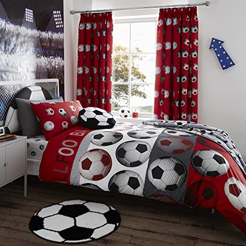 Catherine Lansfield Football 135x200 Duvet Cover and 1 80x80 Pillowcase Red