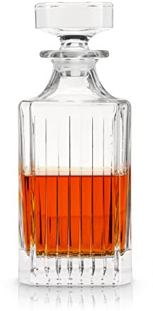 Viski Reserve Europäischer Kristall-Likör-Dekanter – geschliffene Kristallkaraffe mit Stopper, hergestellt in Europa, für Whiskey, Wodka, Gin, 800 ml – 1 Stück