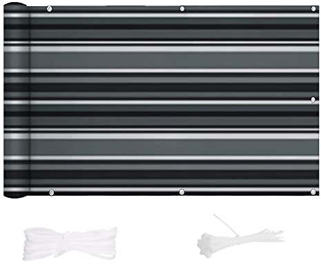 Yoosing Balkon Sichtschutz 90x700cm, Balkon Sichtschutz Balkonabdeckung, 100% Privatsphäre, mit Ösen viele Längen & Breiten Zur Auswahl