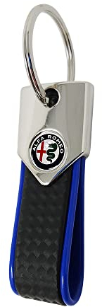 4R Quattroerre.it Elite Alfisti Schlüsselanhänger Carbon Blau mit Alfa Color Logo, Carbon Blau, One size