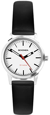 Sekonda Nordic Womens Analogue Watch 28mm Silver Leather Strap | 50 Metres Water Resistance, mineral glass crystal, ion-plated case, Japanese quartz movement