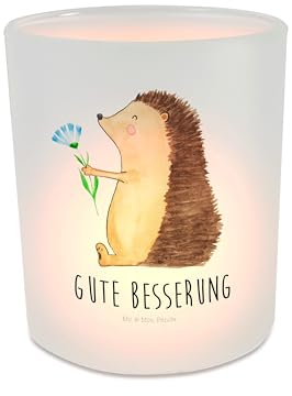 Mr. & Mrs. Panda Kerze Igel Blumen - Geschenk, Tiermotive, Windlicht Hochzeit, Glas Windlicht, Tiere, Krankheit, lustige Sprüche, Windlicht Glas,