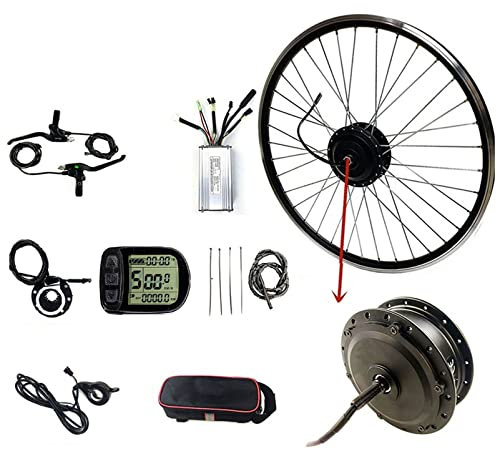 Frontnabenmotor -Kit, 36 V 250W/350W/500W Ebike Conversion Kits Vorderrad bürstenlosen Nabenmotor 20 /24/26 /27,5/28 /29/700C Elektrombike -Konvertierungskit mit LCD -Anzeige,36V500W-24
