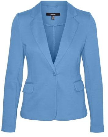 VERO MODA Vmjulia Ls Blazer DNM Noos, Bleu Ciel, 40 Femme