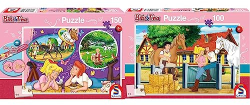 Schmidt Spiele Puzzle 56321 Blocksberg/Bibi & Tina Bibi und Tina, Freundinnen für Immer, 150 Teile Kinderpuzzle, bunt & 56187 Bibi und Tina, Auf dem Martinshof, 100 Teile Kinderpuzzle