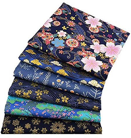 puzzlegame Tissu Japonais | 6 Tissu d'emballage en Coton matelassé - Tissu en Coton pour la Couture Patchwork Couture à la Main