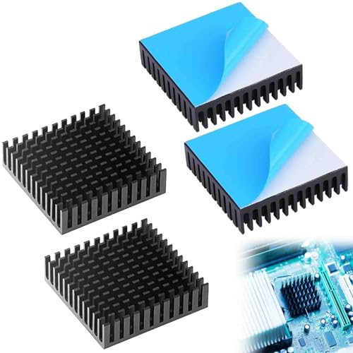 Dissipatore di Calore, Kit Dissipatore Calore, Dissipatore di Calore in Alluminio, Alluminio Dissipatore, Chipset Dissipatore di Calore, 40 X 40 X 11 mm Nero Alluminio dissipatore di Calore, 4 Pezzi