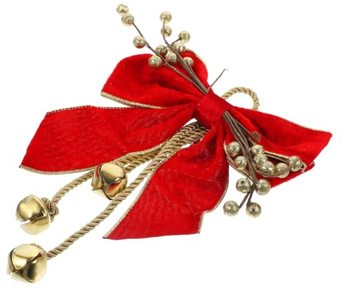 Amosfun Glockenbogen Weihnachtskranz Schleife Weihnachtsschleife Ornament Weihnachtsbogen Mit Glocken Urlaub Baumspitze Weihnachtsbaum Bowknot Kränze Krawatte Polyester Requisiten