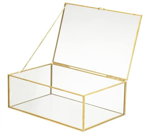 MTJYQYF U2-GCB005 Vintage-Schmuckkästchen aus Glas mit Scharnierdeckel, Glasvitrine zur Aufbewahrung von Ringen, Ohrringen, Schmuck, täglicher Make-up-Tisch, Schmuckaufbewahrung