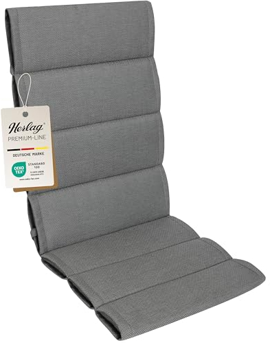 Herlag Hochlehner-Polsterauflage Linnea 123x50x3cm | Stuhlauflage Mehrfachsteppung | Auflage für Hochlehner-Gartenstühle | Premium-Line | Öko Tex 100 | 1 Polster | Grau
