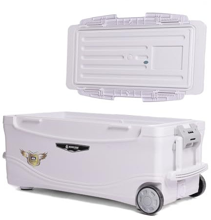 BEARS PAW Large Capacity Portable Hard Insulated Camping Cooler with Wheels, 36/59/77 Quarts, Outdoor Car Ice Chests and Coolers, Men's Lunch Box, Suitable for Beach, Camping, Boat, Picnic 85L