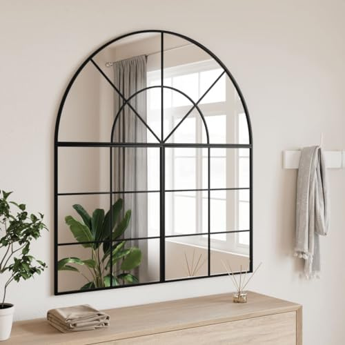 INLIFE Espejo de pared negro 100 x 50 cm arco de hierro Casa y Jardín, decoración (7,35 kg)