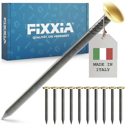 FIXXIA Chiodi decorativi con o senza ausilio, 30 pezzi, diametro 2 mm, nero con testa decorativa dorata o argentata, diametro 6 mm, 20, 25, 30, 40, 50 mm, chiodi in cemento, chiodo da parete (oro, 25