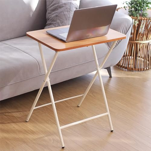 ZYBOWAYL Mesa Plegable de Estudio, Mesa Auxiliar de Madera, 60x40x72.5cm Pequeña Mesa de Comedor Portátil, Mesa de Ordenador Minimalista, Rectangular, para Cocina Balcón Jardín Terraza(B)