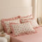 Lanqinglv 2er Pack Kissenbezug Kissenbezüge 40 x 80 cm Rosa Erdbeeren mit Rüschen Uni Weiche Mikrofaser Kopfkissenbezug 40x80 Kissenhülle Doppelpack