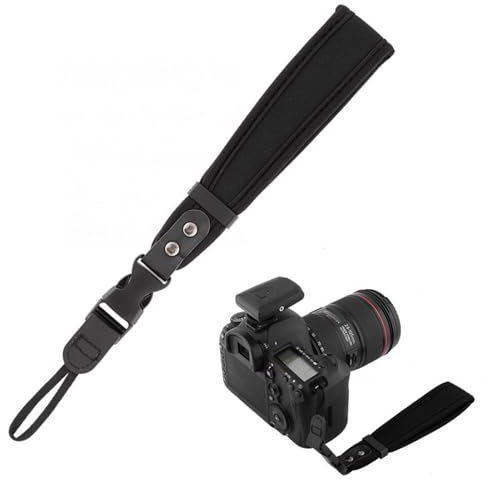 KASINshooting Soft Thick Shoulder Neck Strap Hand Wrist Strap for Sony Nikon Canon DSLR Gopros Action Cameras Security, Black, Hand Wrist Strap