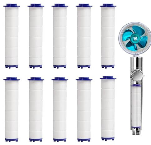Cartucho de descalcificador de agua de ducha – 10 cartuchos de filtro de ducha | Cartucho de repuesto de algodón, filtro de cabezal de ducha de alto flujo, restaura el equilibrio del PH, cartucho de