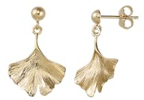 Ohrstecker Ohrringe Ginkgo Blatt in Echt 585 Gold klassische, schlichte Ohrringe Ohrschmuck Damen Schmuck Goldstecker in Gelbgold inkl. Schmucketui | JC Trauringe 8712