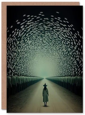Artery8 Greeting Card Among Muggles Surreal Tunnel Witch Fantasy Art Blank For Him Or Her Art Halloween Card