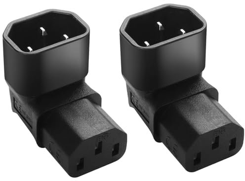 Powice Kaltgerätestecker Gewinkelt, IEC-Stecker C14 auf C13-Buchse, 90 Grad Nach Unten, Kaltgerätekabel Gewinkelt, Kaltgerätekabel Winkel, Netzkabel 3 Pin 250V 10A Sockel für PDU Computer HDTV