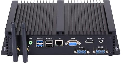 HUNSN Fanless Industrial Computer, IPC, Mini PC, Windows 11 or Linux Ubuntu, I5 1335U, IM03, VGA, HDMI, LAN, 2 x COM RS232, 5 x USB2.0, 2 x USB3.0, Support WOL, 64G RAM, 1TB SSD