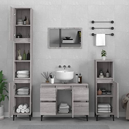 Xichuzi Set de Muebles de baño 3 pzas Madera contrachapada Gris Sonoma, Muebles para Baño, Muebles para Lavabo, Armario Baño - 3185611
