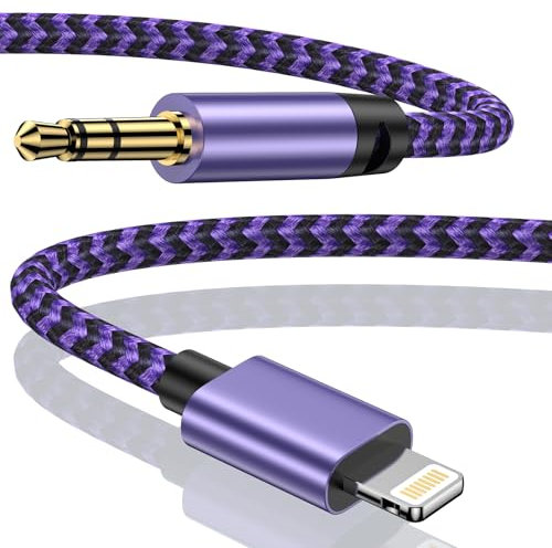 Aux Cable for iPhone in Car,Lightning to 3.5mm Headphone Jack Adapter for Car Stereo/Headphones/Speaker,Aux to Lightning Cable Aux Lead for iPhone 14/13/12/11/Pro Max/Pro/X/XR/XS/8 Plus/i Pad/i Pod