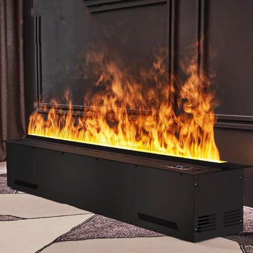 3D Camino a Vapore Acqueo Camino Elettrico Ad Incasso Camino Decorativo Moderno,9 Diverse Fiamma Realistica,Ultra Sottile,Telecomando E Touch Screen,120cm/47.2in