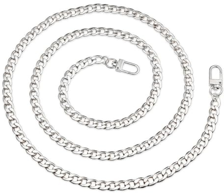 WeddHuis Correa de Cadena para Bolsos, Cadena para Bandolera, Reemplazo de Correa para Hombro, Cadena Corta para Bolso de Mano, Cadena para Monedero con Hebillas (100 cm, Plateado)