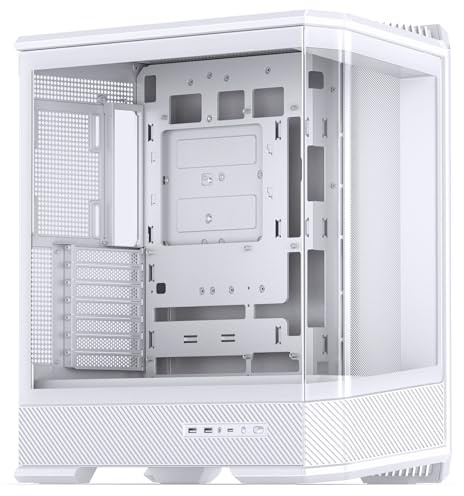 Jonsbo D400 PC Case, White, ATX Midi-Tower with Tempered Glass 270° Panoramic Window, Dual 360 mm Radiator Support, USB-C