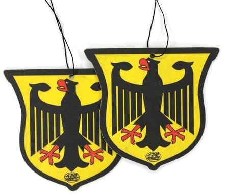 2x DUB SPENCER Bundes-Adler Duftbaum Auto 2er Set – Auto Lufterfrischer mit Männer-Parfum-Duft, Deutschland-Design in Schwarz Rot Gold, Autoduft mit Gummiband, 81 x 90 mm (2er Pack)