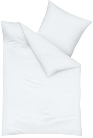 Traumschlaf Feinbiber Bettwäsche Uni – Warme Winterbettwäsche aus 100% Baumwolle – kuschelig angeraut, atmungsaktiv & hautfreundlich – mit Reißverschluss – 200x220 cm + 2X 80x80 cm, Weiss