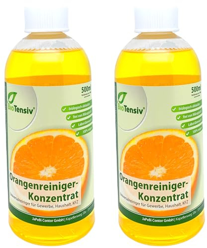 BioTensiv Orangenreiniger Konzentrat | Allzweckreiniger | Flecklöser | Fettlöser, 2x 500ml
