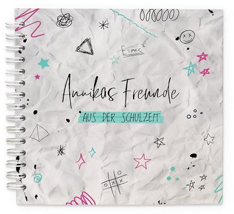 Feenstaub Freundebuch Grundschule personalisiert mit Namen, Doodle Schulfreundebuch, Freundschaftsbuch Schule, Freundealbum für Schulkinder, Ringbuch Album Meine Schulfreunde
