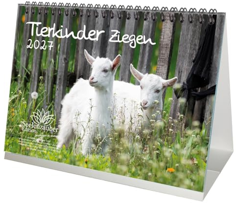 Tierkinder Ziegen DIN A5 Tischkalender für 2027 Ziegen und Zicklein - Seelenzauber