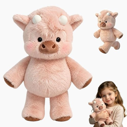 LCCGZ Running Cow Plush 45cm, Kuh Kuscheltier, Laufendes Kalb Plüschtier, Wildschwein Stofftier, Cartoon Süßes Plüsch Schnuckel Stofftier, Highland Cow Kuscheltier Geschenk für Familie Freunde (A)